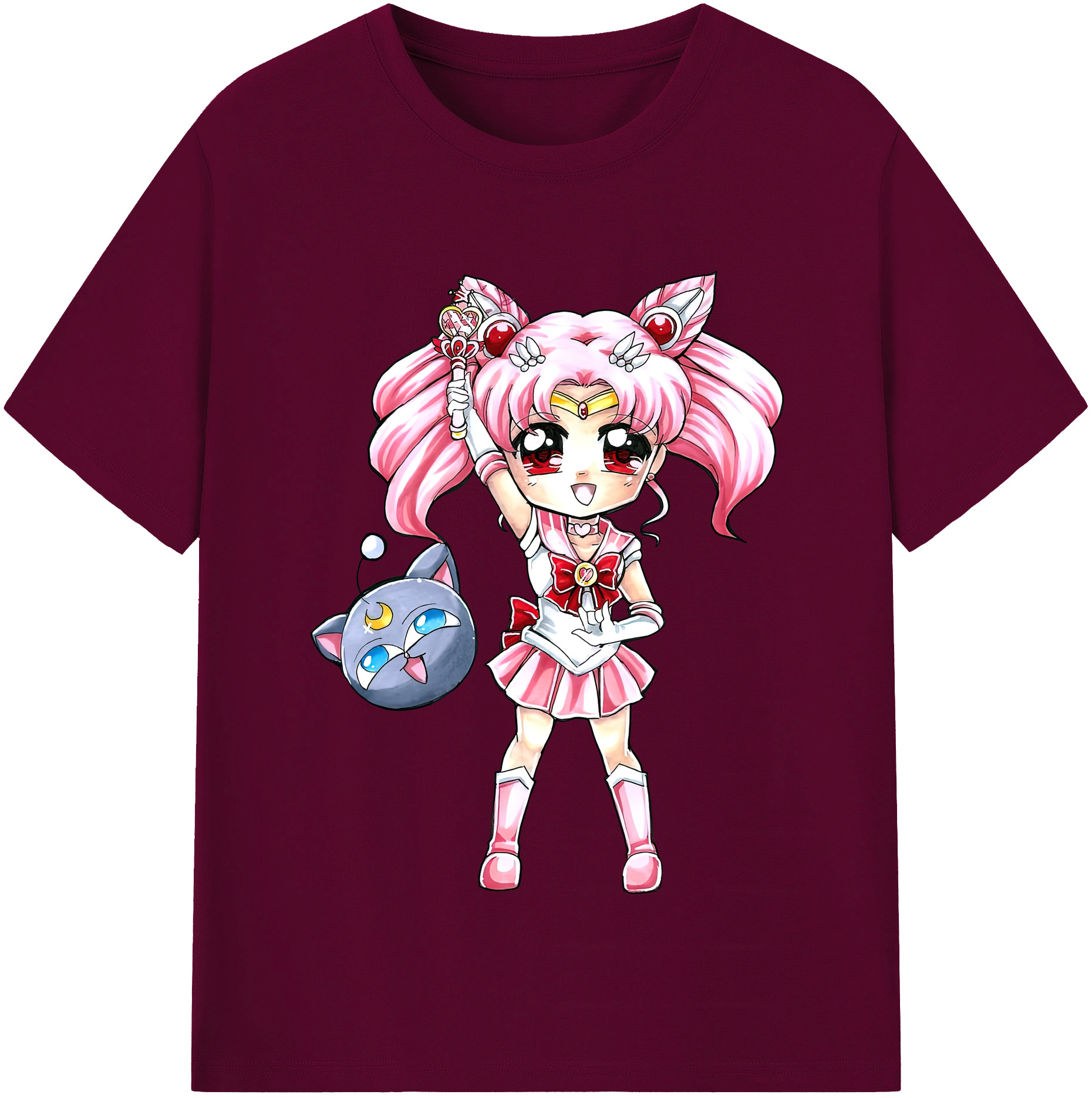 （画像用） 美少女戦士セーラームーン ちびうさ Sailor Moon Chibiusa Tsukino Usagi Small Lady Serenity レディースカジュアルプリントTシャツ（綿100％）